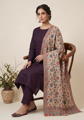 Winter - Riwaj - Pashmina Kani Jamawar 3 Pcs Suit - D#02 - Purple