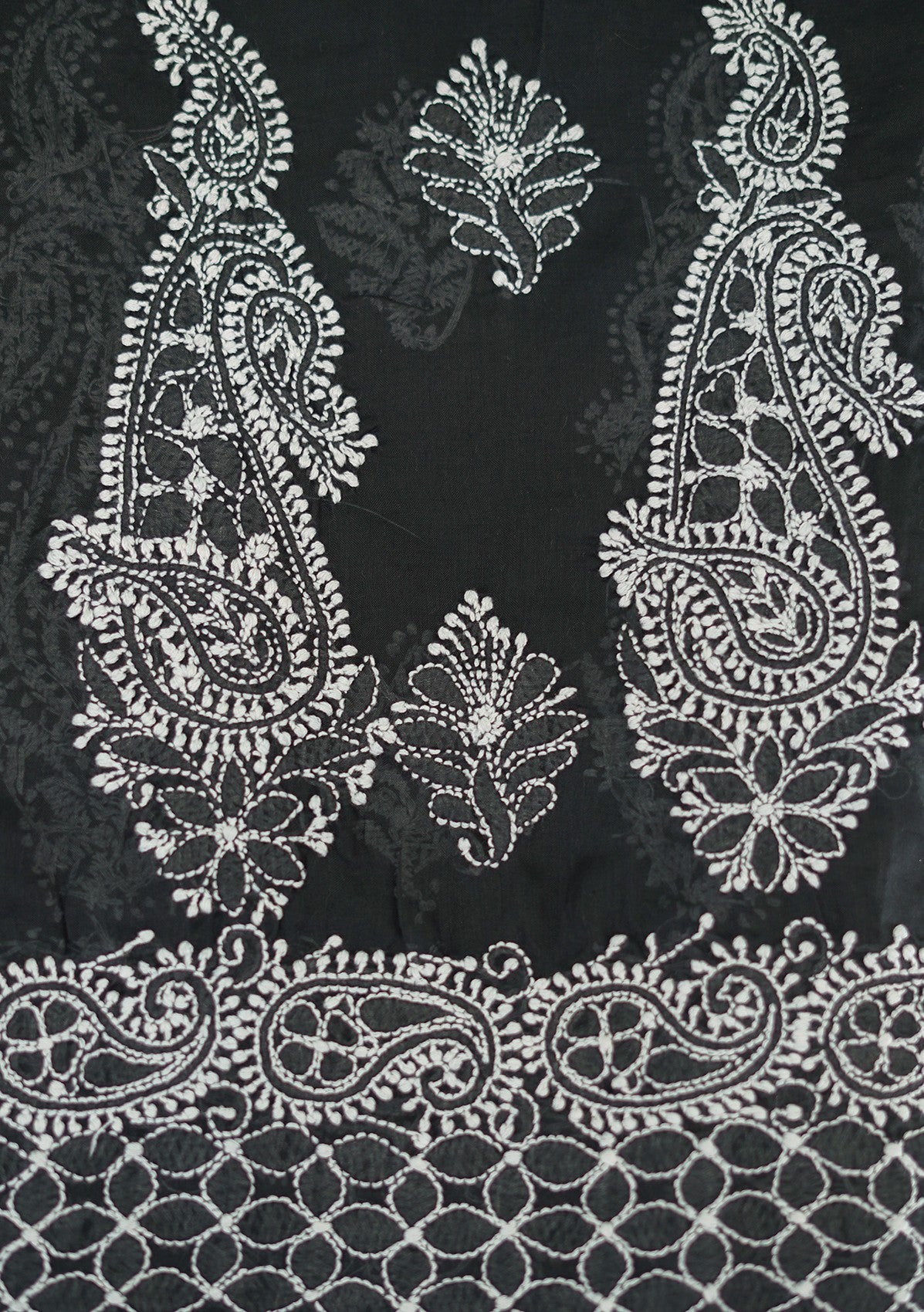 Lawn Chikankari Shawl D - 12 - W Black 1