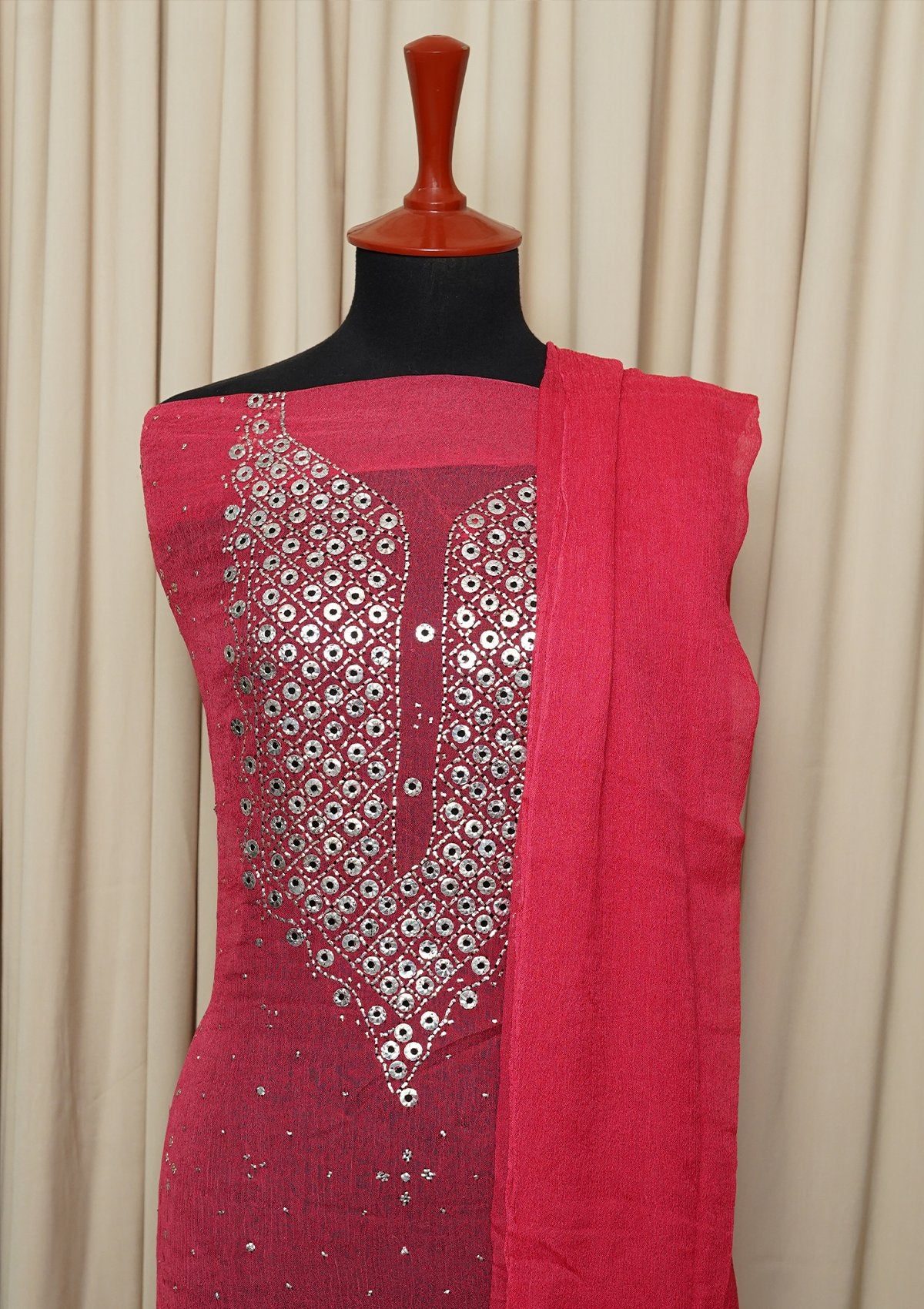 Winter Collection - Riwaj - Chiffon W/ Mukesh Work - Carrot