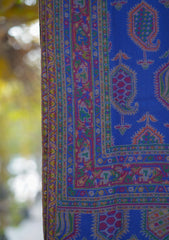 Pure Pashmina Kaani Jamawar Shawl D - 30 - R Blue