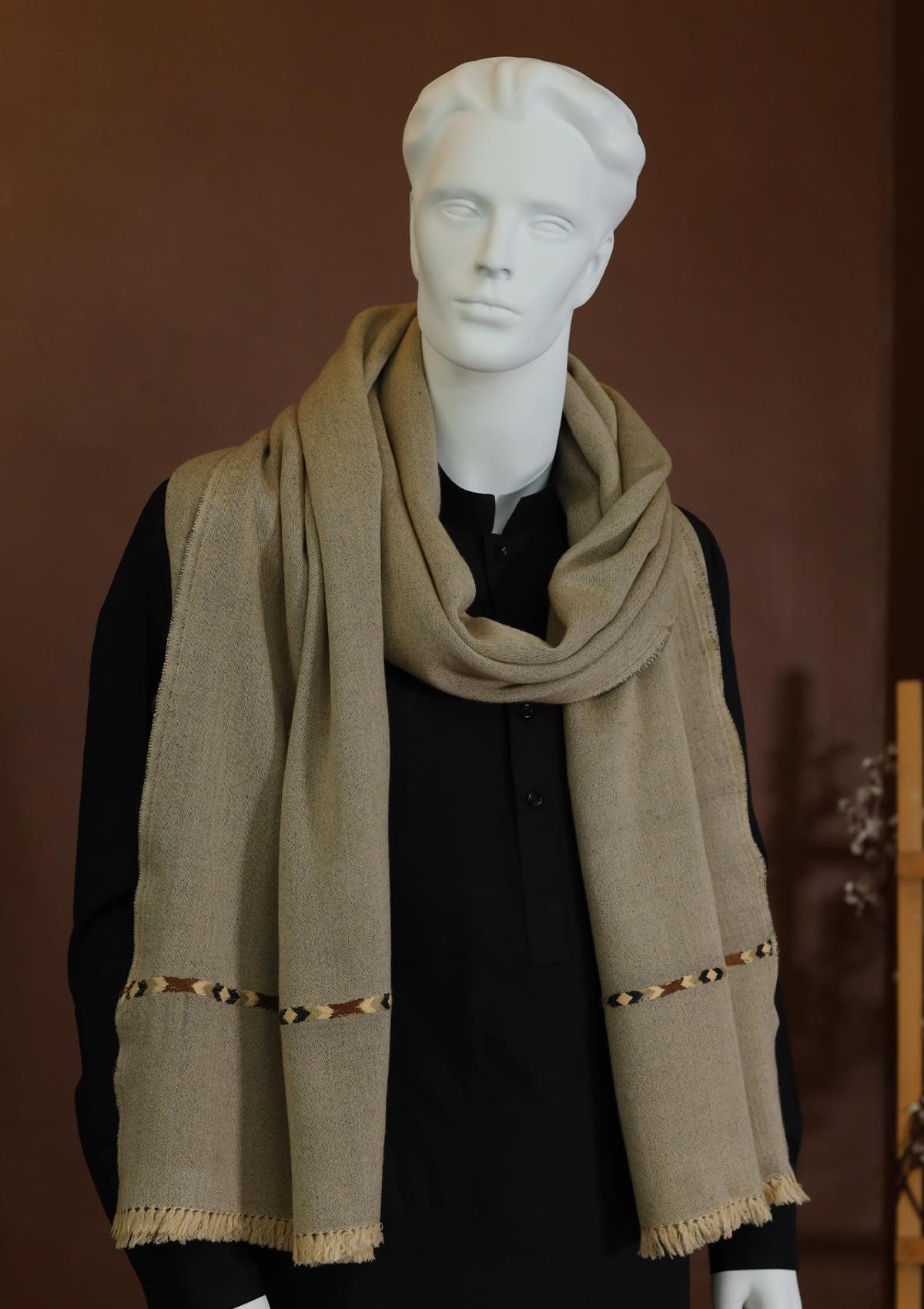 Men Shawls - Wool Shawls - D#06 - B Fawn