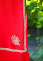 Pashmina Emboridered Shawl D - 122 - Red