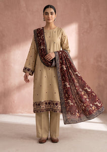 Winter - Fancy Silk Embroidered - 3 Pcs Suit - D#01 - S Maroon