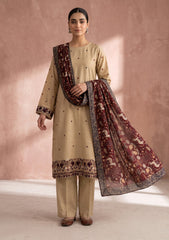Formals - Fancy Silk Embroidered - 3 Pcs Suit - D#01 - S Maroon