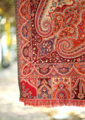 Pashmina Wool Kaani Jamawar Shawl D - 01 - Maroon