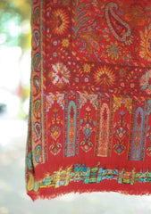 Pashmina Kaani Jamawar Shawl D - 68 - Maroon
