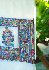 Pure Pashmina Kaani Jamawar Scarf D - 17 - Off white