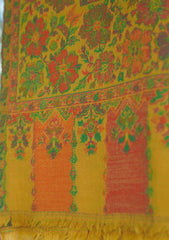 Pure Pashmina Kaani Jamawar Shawl D - 65 - Golden