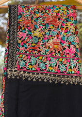 Pashmina Ari Work Shawl D - 84C - M Black