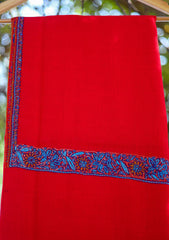 Pure Pashmina Kashmiri Work Shawl D - 26B - Red