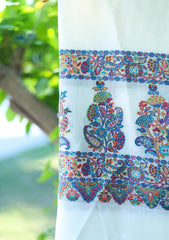 Pure Pashmina Kaani Jamawar Scarf D - 17 - Off white