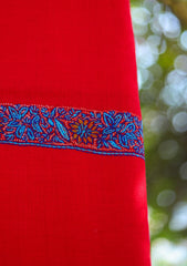 Pure Pashmina Kashmiri Work Shawl D - 26B - Red