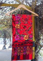 Digital Printed Wool Shawl D - 03B - Red
