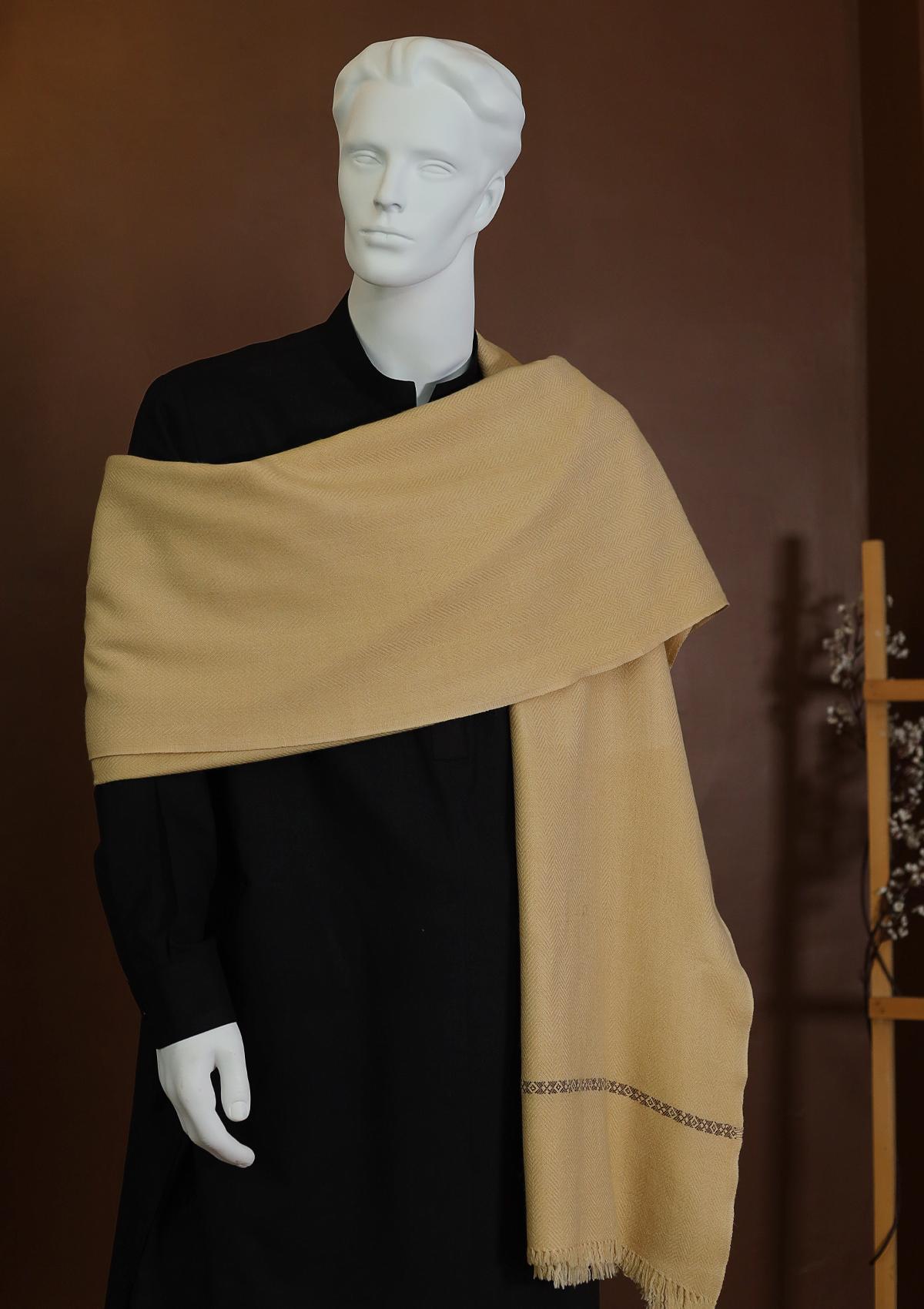 Men Shawls - Wool Shawls - D#05 - D Cream