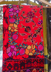 Digital Printed Wool Shawl D - 03B - Red