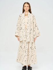 Pret - Moven - Floral Embroidered and Sequined Kimono - Black