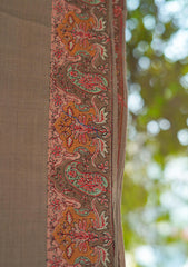 Pure Pashmina Embroidered Shawl D - 118 - Brown