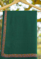 Pashmina Embroidered Shawl D - 02 - Bottle Green