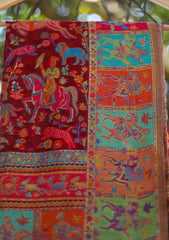 Silk Jamawar Work Shawl D - 04 - Maroon