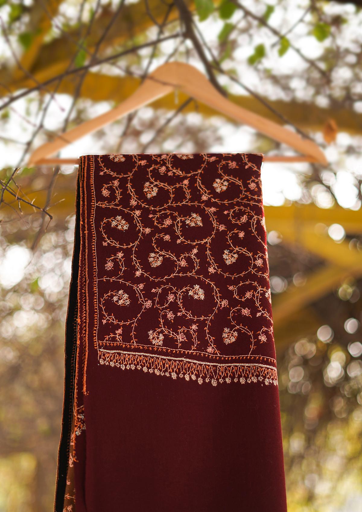 Pure Pashmina Kashmiri Work Shawl D - 15