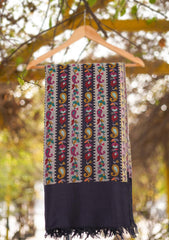 Pure Pashmina Kaani Jamawar Shawl D - 60 - N Blue