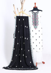 Winter - Riwaj - Embroidered Peach Leather Suit  - D#03 - Off White