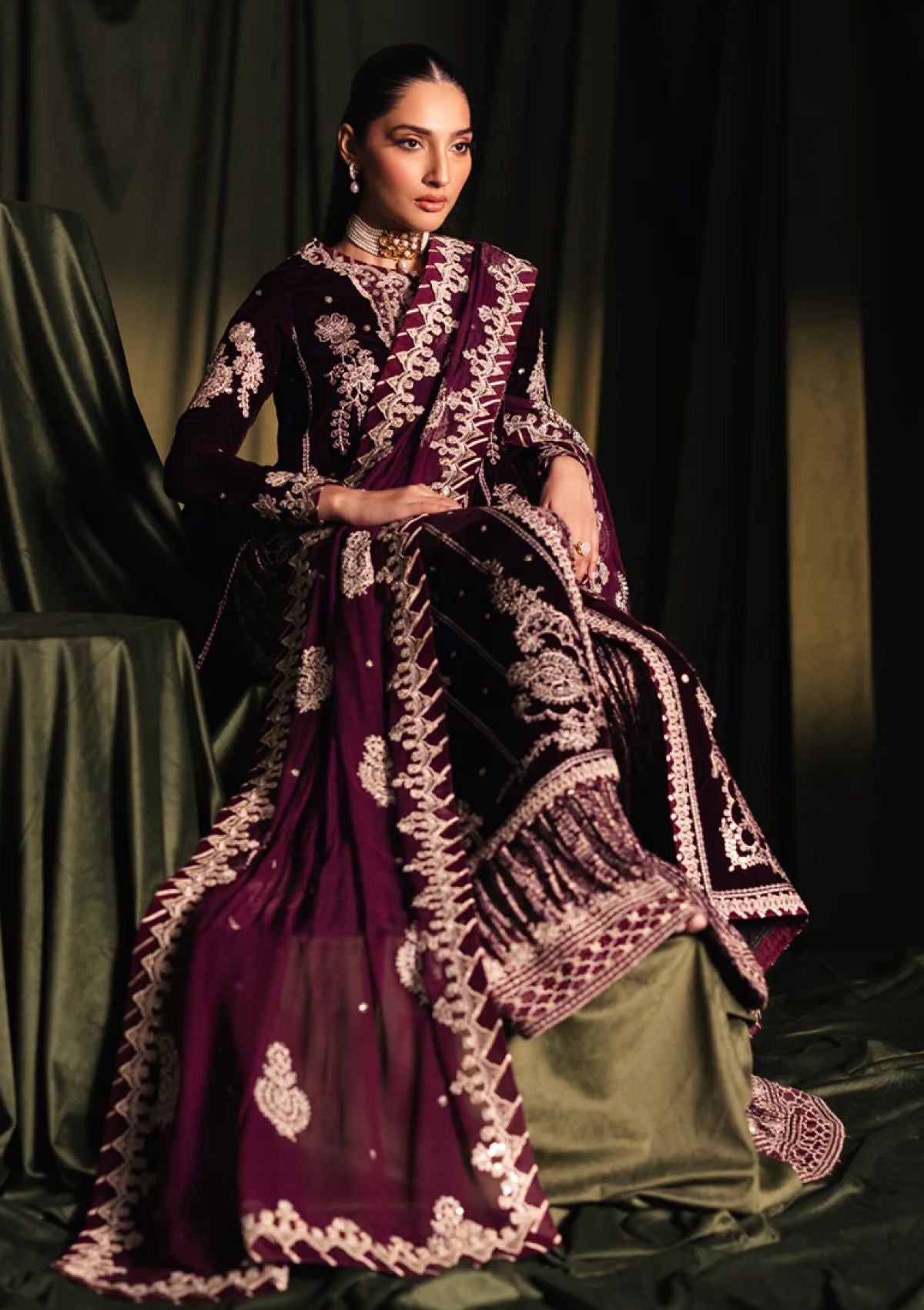 Winter Collection - Qalamkar - Velvet Edit - QV24#01 - AMANI