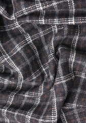 Tweed Selvage Check Woolen Fabric - W Black