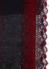 Embroidered Lawn Summer Shawl D#29 - Black