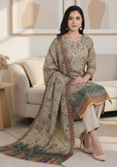 Winter - Riwaj - Printed Pashmina - 3 Pcs Suit - D#07 - L Skin