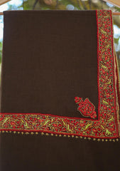 Pure Pashmina Kashmiri Work Shawl D - 25 - CH Brown