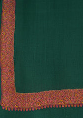 Pashmina Embroidered Shawl D - 07 - Bottle Green