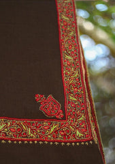 Pure Pashmina Kashmiri Work Shawl D - 25 - CH Brown