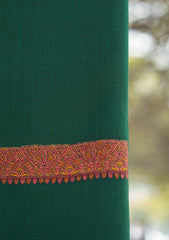Pashmina Embroidered Shawl D - 07 - Bottle Green