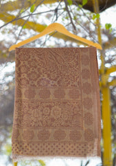 Pure Pashmina Kaani Jamawar Scarf D - 20C - Chocolate Golden