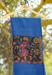 Pashmina Kaani Jamawar Shawl D - 77 - Ink Blue