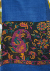 Pashmina Kaani Jamawar Shawl D - 77 - Ink Blue