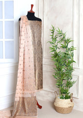 Formals - Fancy Closet - 2 pcs Suit - Chiffon Jamawar D#55 L Peach