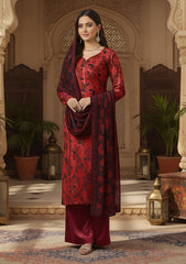 Winter - Riwaj - Printed Velvet Suit - Palachi Dupatta - D#02 - Orange