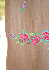 Pashmina Wool Needle Work Shawl D - 02 - Brown
