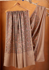 Pashmina Embroidered Jaaldar Shawl D#01 - Brown