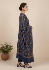 Winter - Riwaj - Pashmina Kashmiri Needle 3 Pcs Suit - D#01 - N Blue