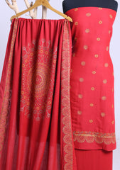 Winter - Riwaj - Pashmina Embroidered Suit - D#57 - Red