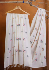 Pashmina Needle Work Jaaldar Shawl D#03 - Off White