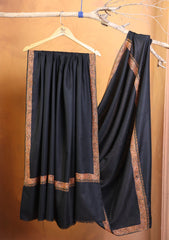 Pashmina Kashmiri Border Shawl D#176 - Black