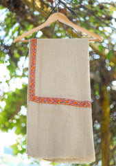 Pure Pashmina Kashmiri Work Shawl D - 22 - Skin