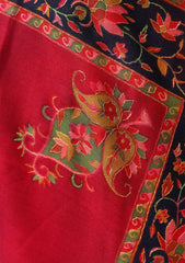 Pashmina Kashmiri Work Shawl D - 0018 - Red