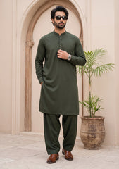 Elite Men Romanzo Vorrano Selvage Plain Cotton Fabric - L Green