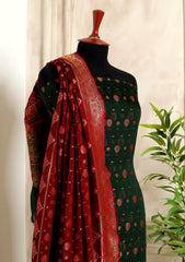 Formals - Fancy Closet - 2 pcs Suit - Chiffon Jamawar D#78 Maroon & Green