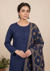 Winter - Riwaj - Pashmina Kashmiri Needle 3 Pcs Suit - D#01 - N Blue